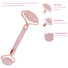 Load image into Gallery viewer, Traci K Beauty Jade Roller Facial Face Jade Massage Roller Rose Quartz Scraper Jade Massager Tools Slimming Face Natural Wrinkle Removal