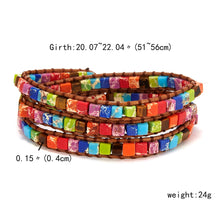 Load image into Gallery viewer, Color Positivity(International Friendship) Chakra Bracelets- Jewelry Handmade Multicolor Natural Stone Tube Beads Leather Wrap Bracelet Couples Bracelets Gifts