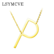 Load image into Gallery viewer, Women girl jewelry elegant chain alphabet letter pendant necklace 3 colors stainless steel choker initial necklace