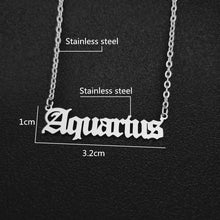 Load image into Gallery viewer, 12 Zodiac Letters Pendant Necklace Old English Scorpio Aries Taurus Gemini Cancer Leo Choker Horoscope Signs Necklace Friendship