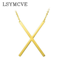 Load image into Gallery viewer, Women girl jewelry elegant chain alphabet letter pendant necklace 3 colors stainless steel choker initial necklace