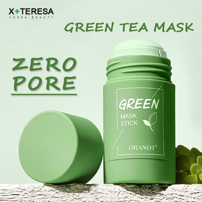 Traci K Beauty Green Tea Mask or Eggplant -Solid Face Mask Stick Oil Control Moisturizing Cleaning Mask Acne Treatment Blackhead Remove Pores Purifying
