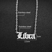 Load image into Gallery viewer, 12 Zodiac Letters Pendant Necklace Old English Scorpio Aries Taurus Gemini Cancer Leo Choker Horoscope Signs Necklace Friendship