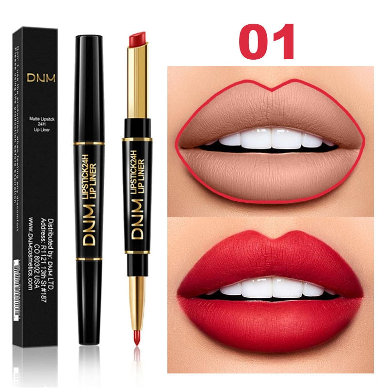 1pcs Double Ended Matte Lipstick Wateproof Long Lasting Lipsticks Brand Lip Makeup Cosmetics Dark Red Lips Liner Pencil TSLM1