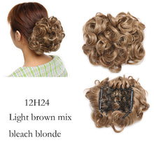 Load image into Gallery viewer, LARGE Comb Clip In Curly Hair Extension Synthetic Hair Pieces Chignon Women Updo Cover Hairpiece Extension Hair Bun