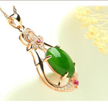 Load image into Gallery viewer, Natural Emerald Pendant Necklace 925 Sterling Silver Gemstones Choker Statement Necklace Engagement Wedding Necklace For Women