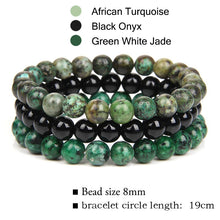 Load image into Gallery viewer, WAVE LENGTH Bracelets 8mm Natural Stone Bracelet Set 3Pcs/set Rhodonite Rose Pink Quartzs Moonstone Amethysts Hematite Bracelets For Women Men Jewelry