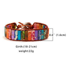 Load image into Gallery viewer, Color Positivity(International Friendship) Chakra Bracelets- Jewelry Handmade Multicolor Natural Stone Tube Beads Leather Wrap Bracelet Couples Bracelets Gifts