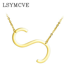 Load image into Gallery viewer, Women girl jewelry elegant chain alphabet letter pendant necklace 3 colors stainless steel choker initial necklace