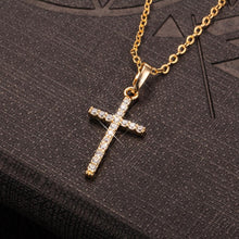 Load image into Gallery viewer, Fashion Female Cross Pendants dropshipping Gold Black Color Crystal Jesus Cross Pendant Necklace Jewelry For Men/Women Wholesale