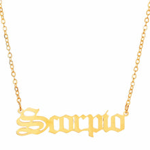 Load image into Gallery viewer, 12 Zodiac Letters Pendant Necklace Old English Scorpio Aries Taurus Gemini Cancer Leo Choker Horoscope Signs Necklace Friendship