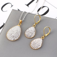 Load image into Gallery viewer, Fashion Jewelry Luxury Gold-color Romantic Austrian Crystal heart shape Chain Necklace Earrings Jewelry Sets