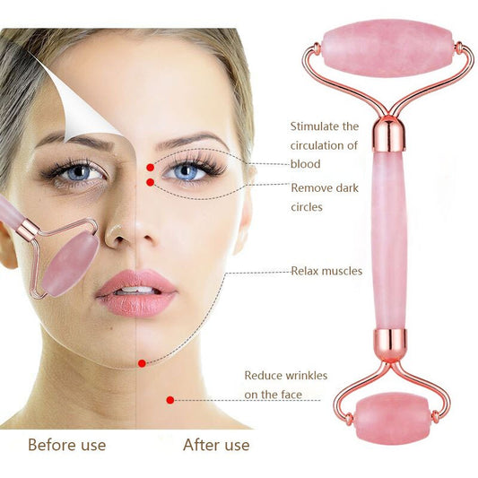 Traci K Beauty Jade Roller Facial Face Jade Massage Roller Rose Quartz Scraper Jade Massager Tools Slimming Face Natural Wrinkle Removal