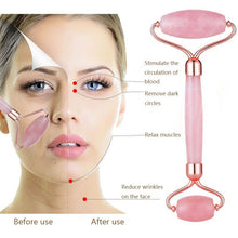 Load image into Gallery viewer, Traci K Beauty Jade Roller Facial Face Jade Massage Roller Rose Quartz Scraper Jade Massager Tools Slimming Face Natural Wrinkle Removal
