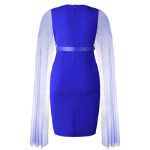 Load image into Gallery viewer, Red Dress Cloak Sleeve High Waist Bodycon Solid Mid Calf Elegant For Evening Party Dinner