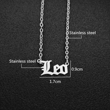 Load image into Gallery viewer, 12 Zodiac Letters Pendant Necklace Old English Scorpio Aries Taurus Gemini Cancer Leo Choker Horoscope Signs Necklace Friendship