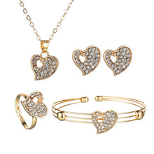 Load image into Gallery viewer, Fashion Jewelry Luxury Gold-color Romantic Austrian Crystal heart shape Chain Necklace Earrings Jewelry Sets