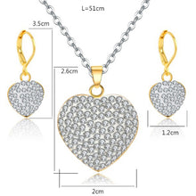 Load image into Gallery viewer, Fashion Jewelry Luxury Gold-color Romantic Austrian Crystal heart shape Chain Necklace Earrings Jewelry Sets