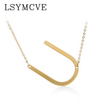 Load image into Gallery viewer, Women girl jewelry elegant chain alphabet letter pendant necklace 3 colors stainless steel choker initial necklace