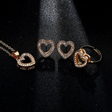 Load image into Gallery viewer, 5 Pieces / Set Heart Gold Color Crystal Party Engagement Anniversary Wedding Jewelry Set Gifts For Women