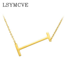 Load image into Gallery viewer, Women girl jewelry elegant chain alphabet letter pendant necklace 3 colors stainless steel choker initial necklace
