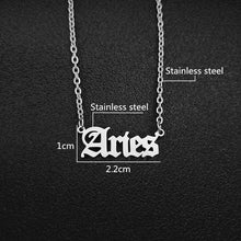Load image into Gallery viewer, 12 Zodiac Letters Pendant Necklace Old English Scorpio Aries Taurus Gemini Cancer Leo Choker Horoscope Signs Necklace Friendship