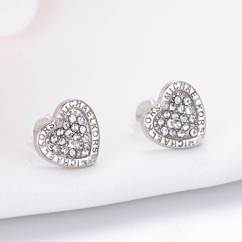 Heart shaped Stud Earrings for Women Silver 925 Jewelry Trendy Female Rose Gold Color Ear studs