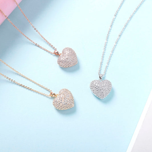 Cubic Zircon Heart Pendant Necklace For Women Cute Fashion Small Crystal Heart Choker Wedding Jewelry Best Friend New Year Gifts