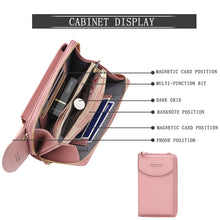 Load image into Gallery viewer, Wallet women Diagonal PU multifunctional mobile phone clutch bag Ladies purse large capacity travel card holder passport cover