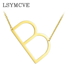 Load image into Gallery viewer, Women girl jewelry elegant chain alphabet letter pendant necklace 3 colors stainless steel choker initial necklace