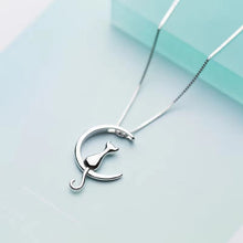 Load image into Gallery viewer, Sterling Silver Cat Charm Pendant Necklaces for Women New Fashion Jewelry Small Chokers Necklaces Fine Jewelry