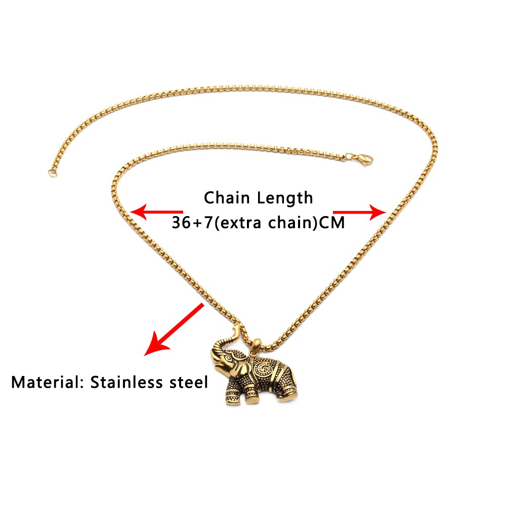 Elephant Pendant Necklace Stainless Steel Lucky Animal Gold Chain Necklaces Pendants Jewelry Accessories Gifts For Men Women