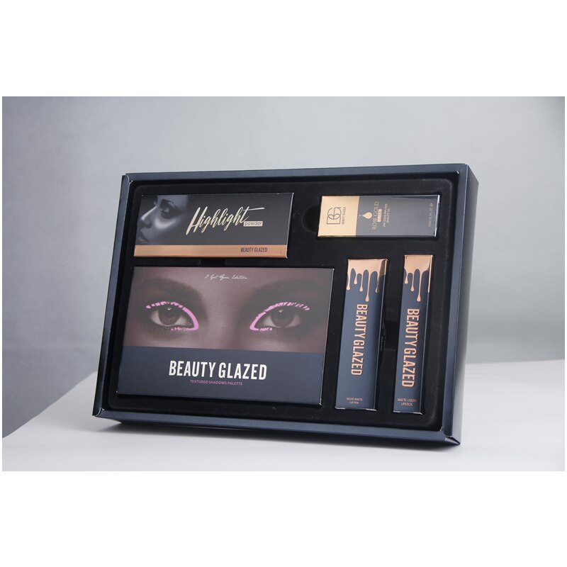 Traci K Beauty Glazed Beauty Box Kits :Pressed Illuminating Powder Glitter Shimmer Matte Eye Shadow Palette Eyeshadow Palette Makeup Brushes