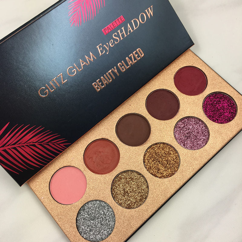 Beauty Glazed glamierres Glitz Glam Eyeshadow Palette 10 Insanely Pigmented Matte Glitter Shades Glow Eye Shadow Pallete Makeup