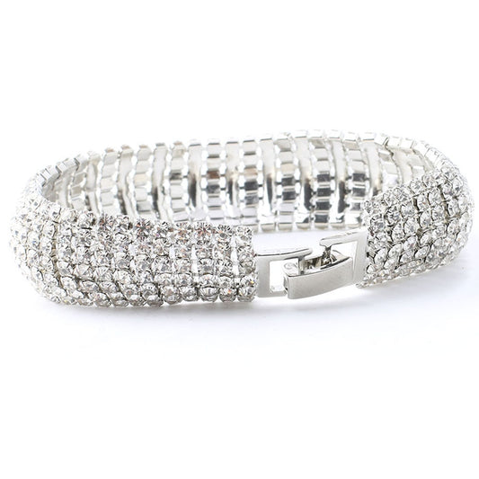 1 Pcs Crystal Rhinestone Jewelry Gold/Silver Color Bracelet Chain Women Pageant Bridesmaid Wedding Party Hot Sale Gift Crystal Bracelet