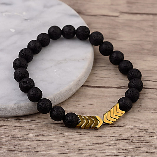 New Volcanic Lava Stone Essential Oil Diffuser Stone Bracelet Men Colorful Arrow Healing Balance Yoga For Women