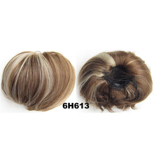 Load image into Gallery viewer, Audrey Hepburn Traci K Beauty Synthetic Straight Hair Bun Donut Drawstring Chignon Clip on Cover Updos Women's Hairpiece