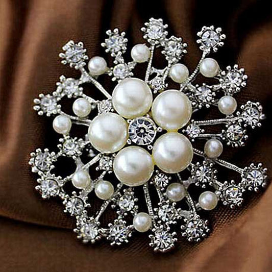 CHANEL Inspired Designer Fashion Women Large Brooches Pearls Rhinestones Crystal Pin Jewelry