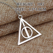 Load image into Gallery viewer, Fashion Long Necklaces Deathly Hallows Pendant Necklace Triangle Rotatable intermediate Resurrection Stone Necklaces