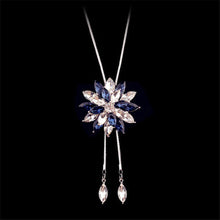 Load image into Gallery viewer, Snowflake Long Necklace Sweater Chain Fashion Fine Metal Chain Crystal Rhinestone Flower Pendant Necklaces Adjusted
