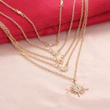 Load image into Gallery viewer, Fashion Simple Rhinestone Stars New Years Pendant Clavicle Chain Elegant Casual Women Multilayer Necklace Adjustable Jewelry Gifts цепь