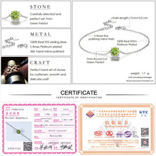 Load image into Gallery viewer, 7mm Natural Round Cut Peridot 925 Sterling Silver Jewelry Chain Charm Bracelet