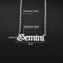 Load image into Gallery viewer, 12 Zodiac Letters Pendant Necklace Old English Scorpio Aries Taurus Gemini Cancer Leo Choker Horoscope Signs Necklace Friendship