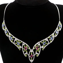 Load image into Gallery viewer, 140x85mm Multi Color Created Peridot Tourmaline Violet Tanzanite CZ Fine Jewelry Silver Necklace 18.5-19.5inch