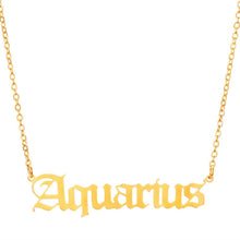 Load image into Gallery viewer, 12 Zodiac Letters Pendant Necklace Old English Scorpio Aries Taurus Gemini Cancer Leo Choker Horoscope Signs Necklace Friendship