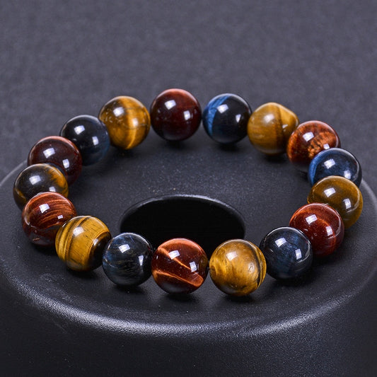 Fashion Colorful Tiger Eyes Beads Bracelet 10mm 12mm 14mm Men Charm Natural Stone Braclet for Man Handmade Jewelry Gifts