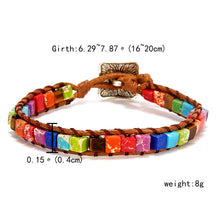 Load image into Gallery viewer, Color Positivity(International Friendship) Chakra Bracelets- Jewelry Handmade Multicolor Natural Stone Tube Beads Leather Wrap Bracelet Couples Bracelets Gifts