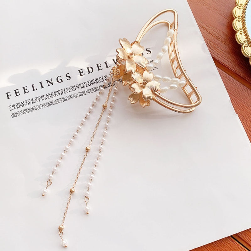 New Women Elegant Gold Silver Hollow Geometric Metal Hair Claw Vintage Hair Clips Headband Hairpin Fashion Hair Accessories