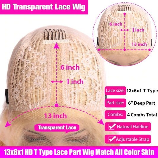 Burgundy Straight Lace Front Human Hair Wig 613 Blonde Orange Blue Lace Front Wig Brazilian Remy HD Lace Frontal Wigs For Women