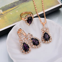Load image into Gallery viewer, Water Drop White Blue Red Purple Black Rhinestones Jewelry Sets For Women Pendant/Necklace/Earrings/Rings